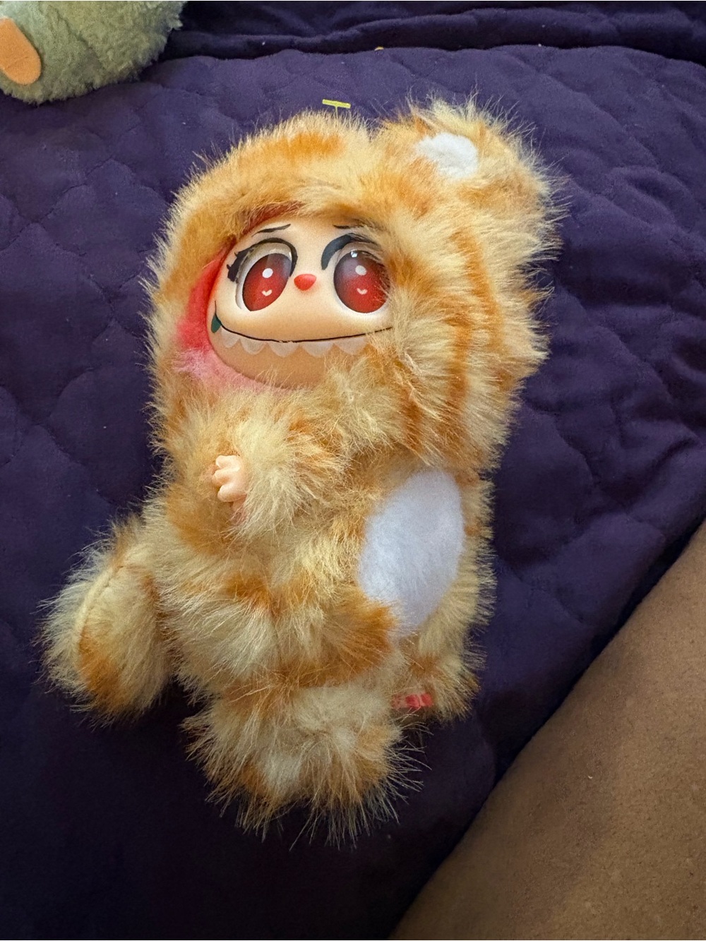 Fluffy Orange & White Small Pet Plush Toy with Cute Character Face